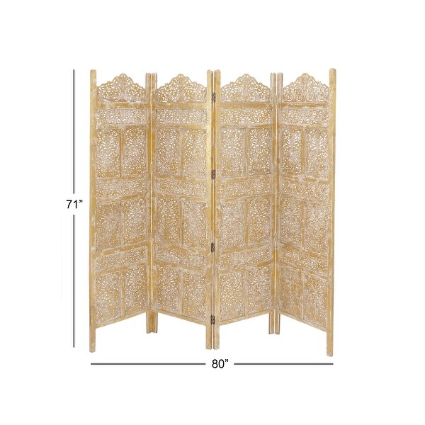 Traditional Gold Carved Wood Room Divider Screen 80 x 71 - 80 x 71