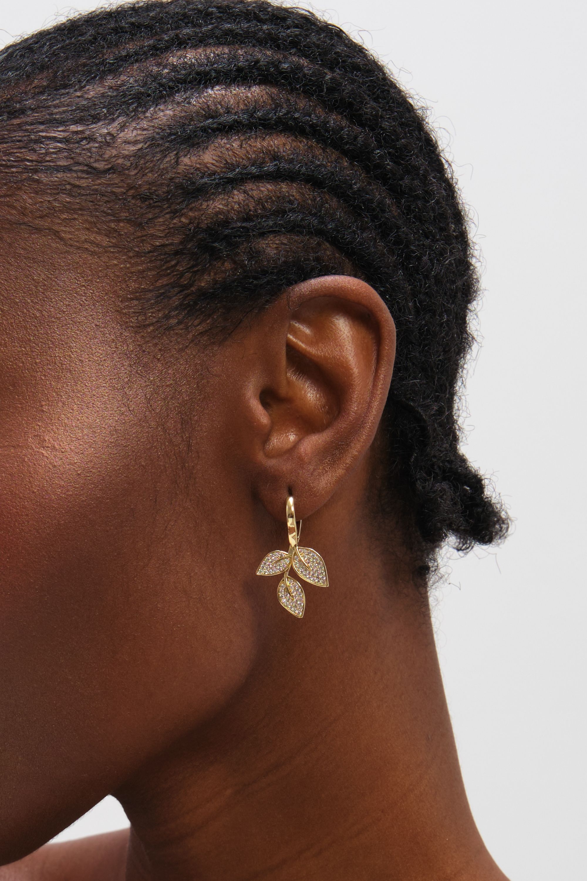 Jon Richard Gold Plated and Cubic Zirconia Leaf Earrings