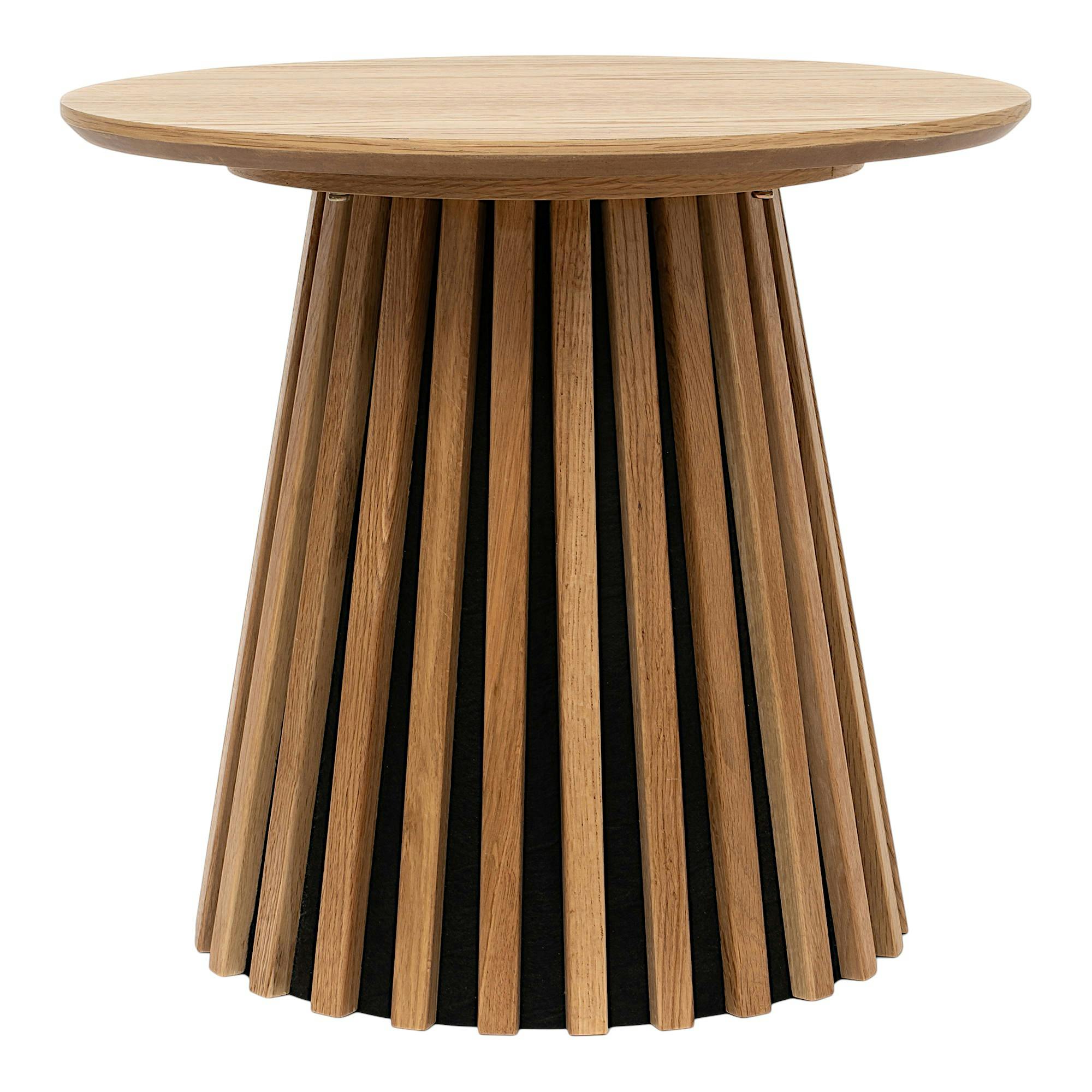Table d’appoint ronde placage chêne pied rainuré AMSTERDAM
