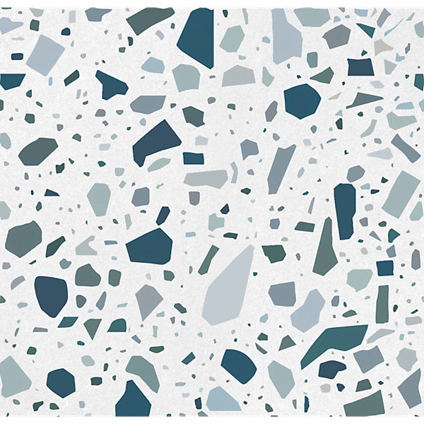 Carrelage sol / mur terrazzo multicouleur 18,6x18,6 cm CONFETTI BIANCO PETROLIO