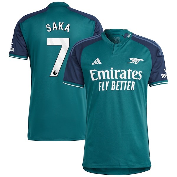 Bukayo Saka Arsenal adidas 2023/24 Third Replica Player Jersey - Green/Yellow