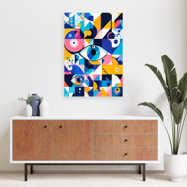 Obraz do salonu sypialni, Abstrakcja geometryczna oko Bauhaus 20x30