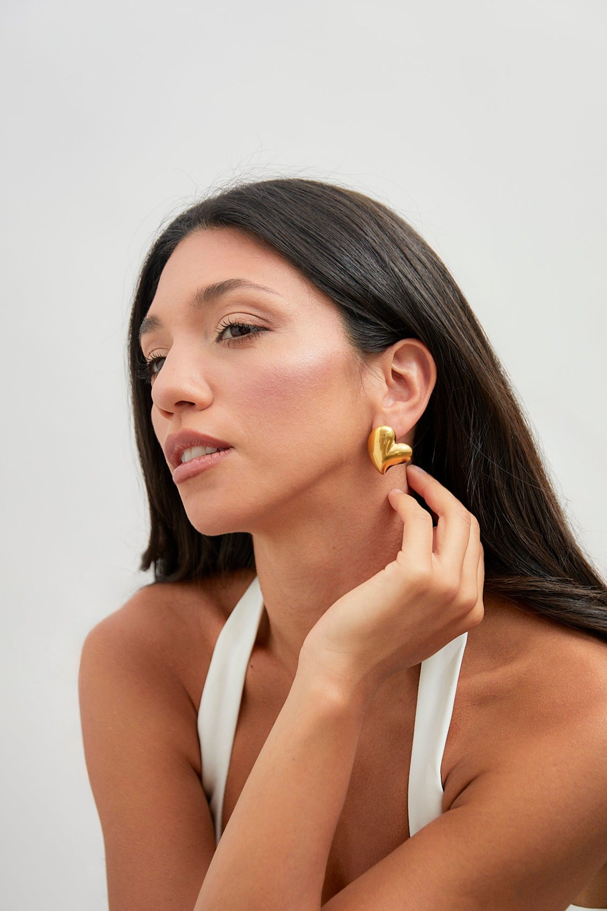 Linzi Wish Gold Wave Heart Stud Earrings