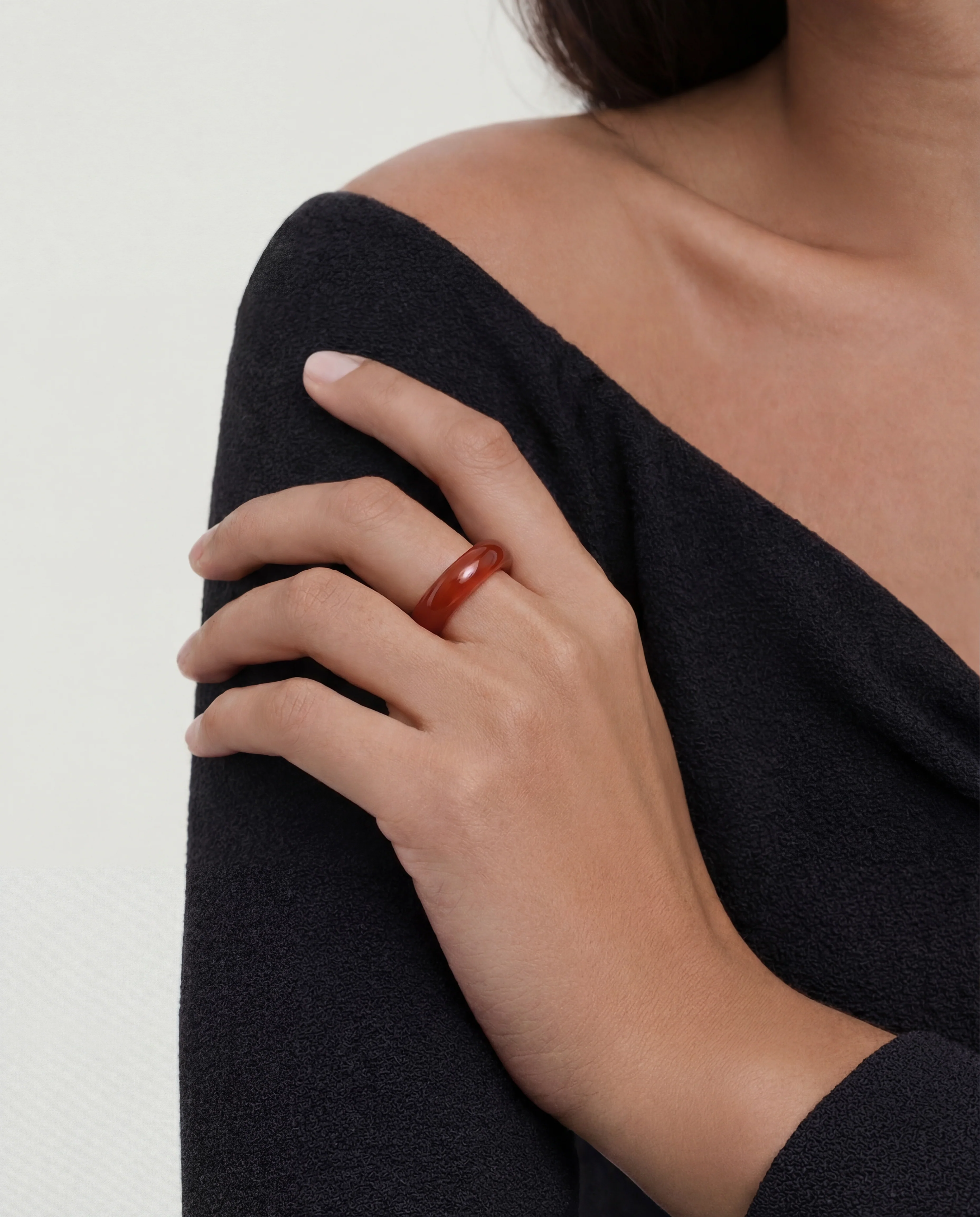 Persimmon — Dark Orange Jade Stone Ring