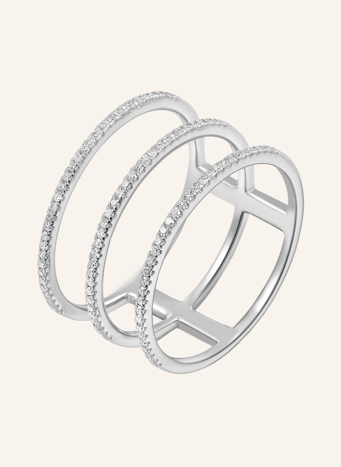 Leaf Ring TRIPLE aus 18 Karat Weißgold mit Diamanten