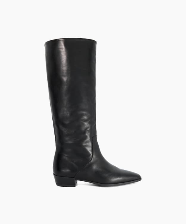 Torrie Black - Leather Knee-High Boots