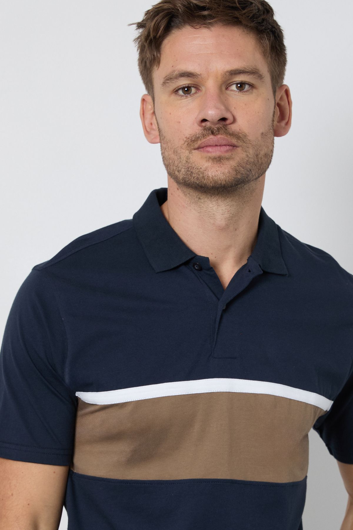 Burton Navy Chest Stripe Polo Shirt