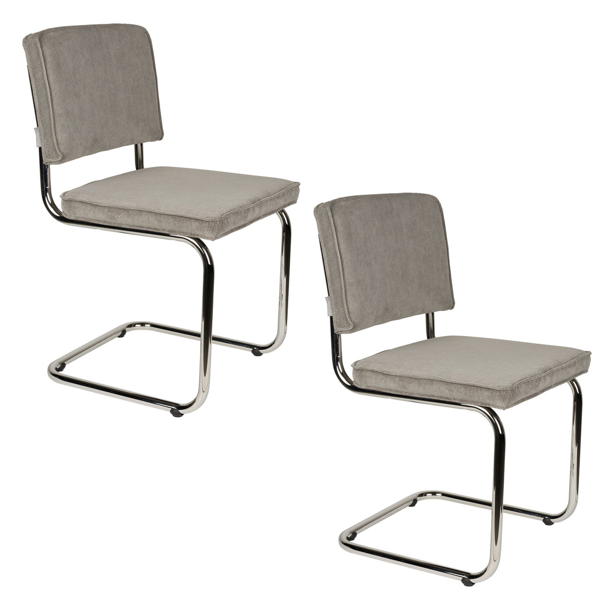 Zuiver Ridge Rib Eetkamerstoelen Lichtgrijs - Set van 2