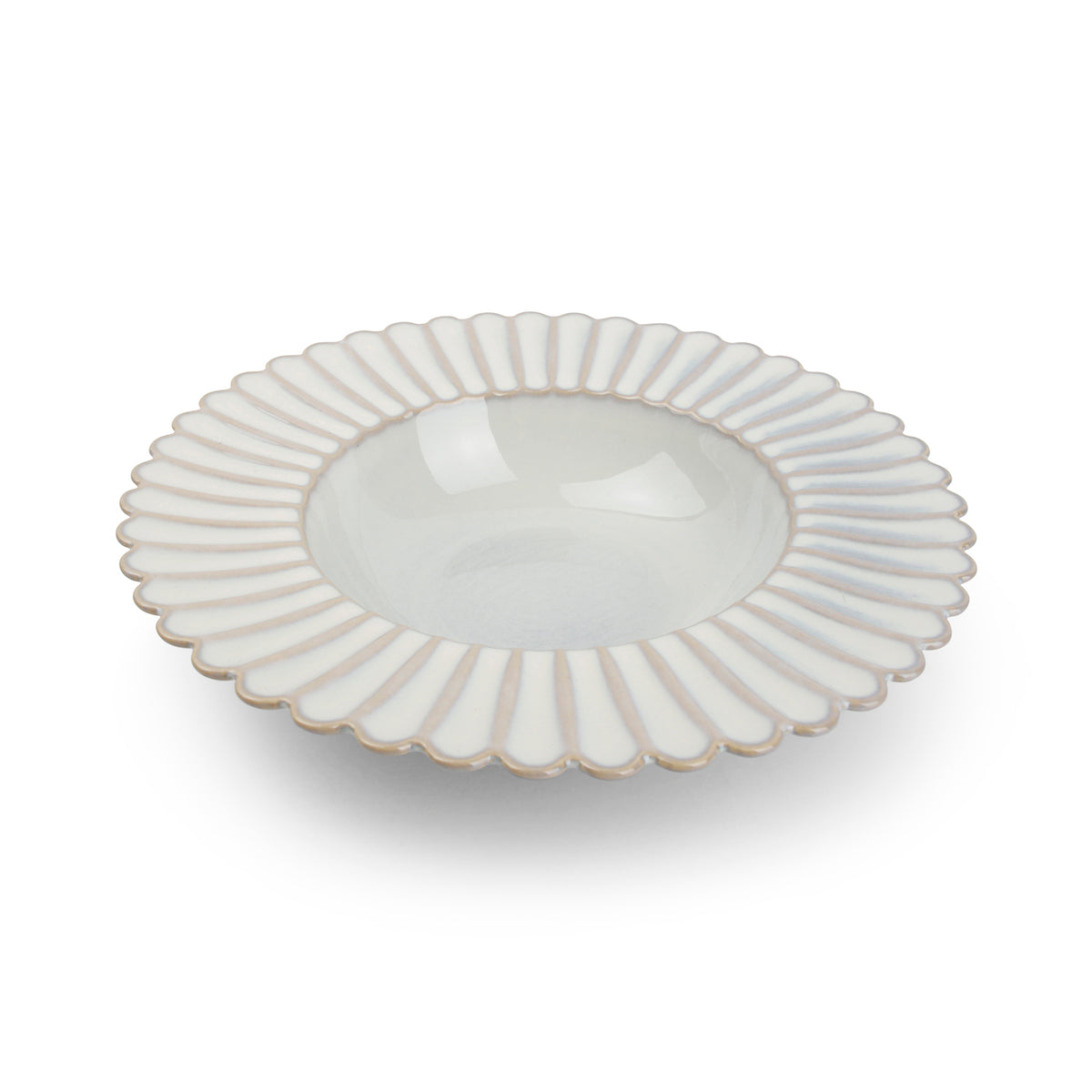 S|P Collection - Diep bord 24/13xH4cm nuance white Lotus - Set van 4