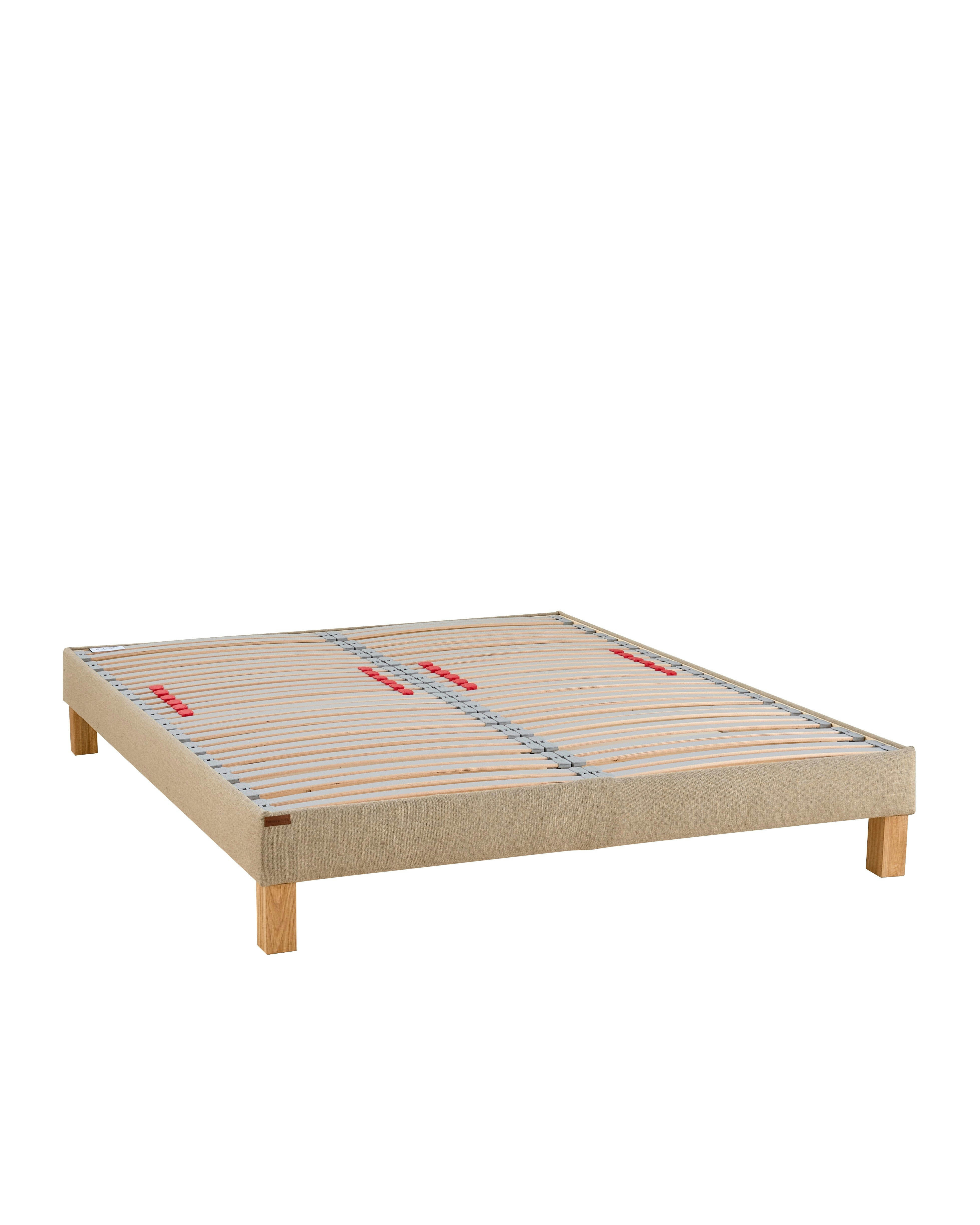 - Sommier bibloc à lattes apparentes en lin 2x90x200cm