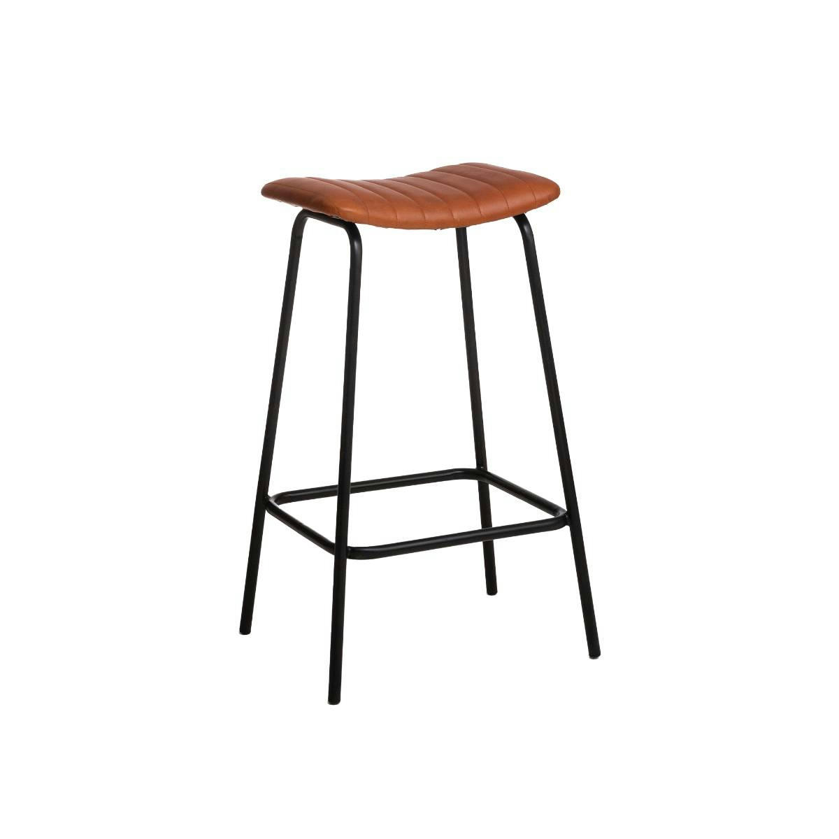 - Lot de 2 tabouret de bars en cuir marron 46 cm