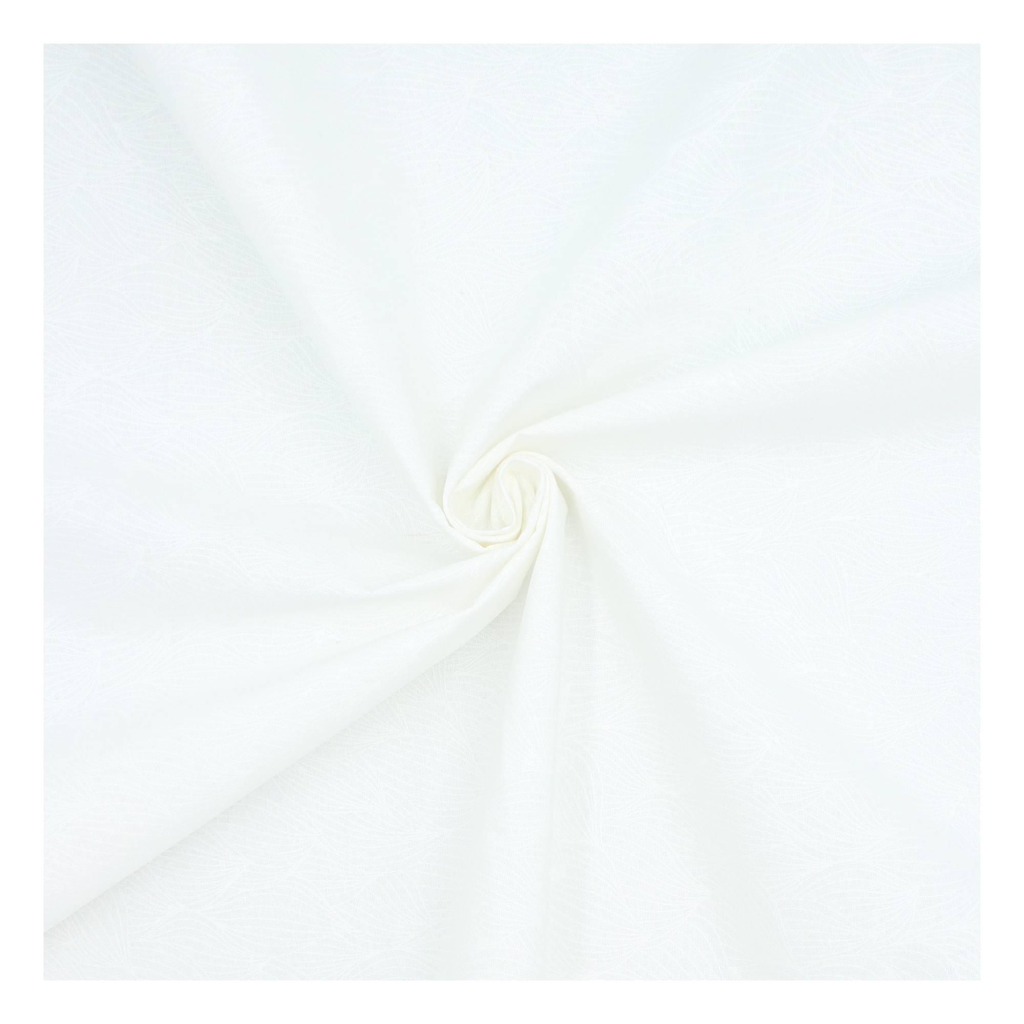White Leaf Cotton Fabric by the Metre