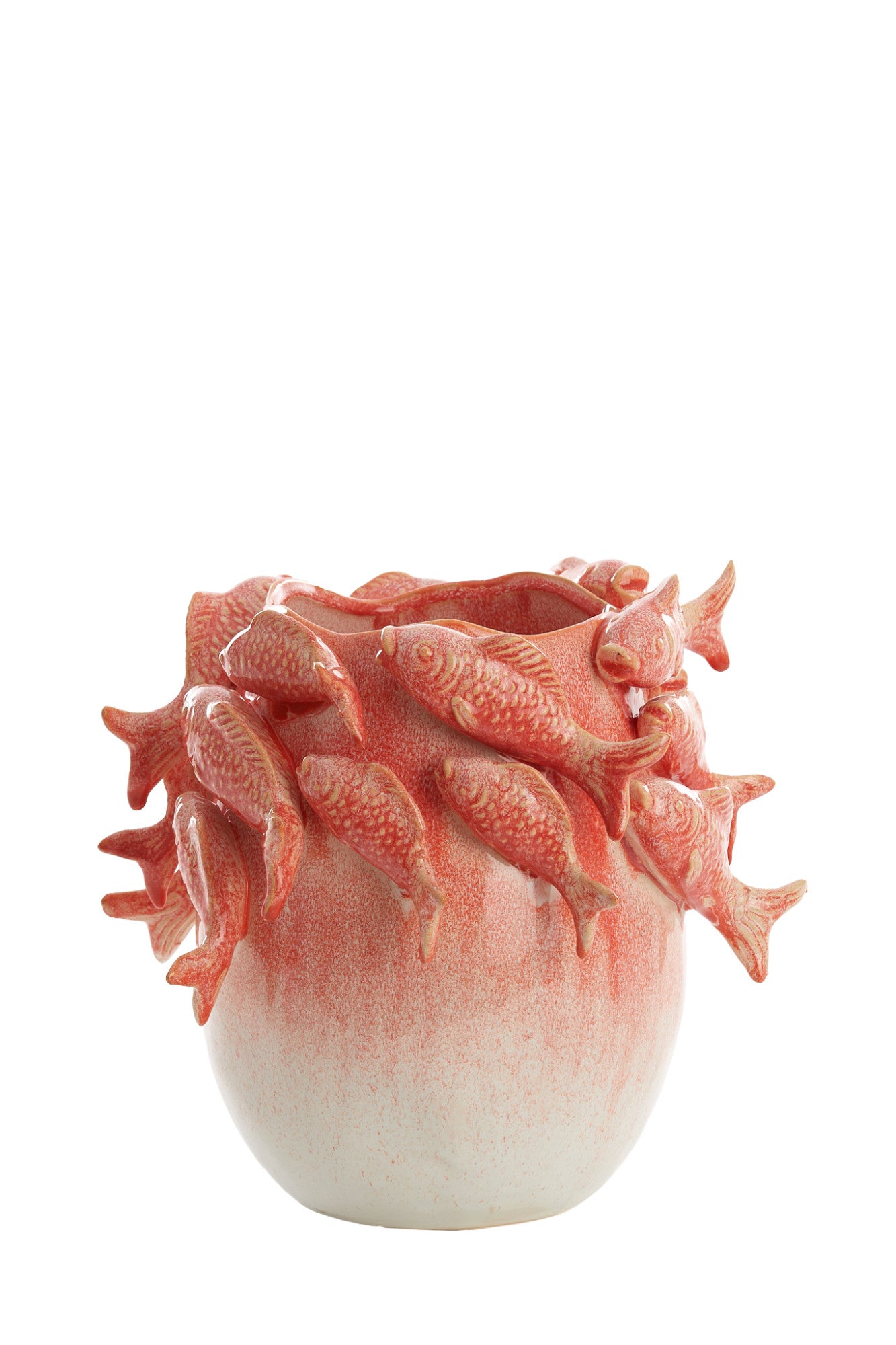 Light & Living FISH vaas keramiek koraal+crème – 29x28,5x27 cm