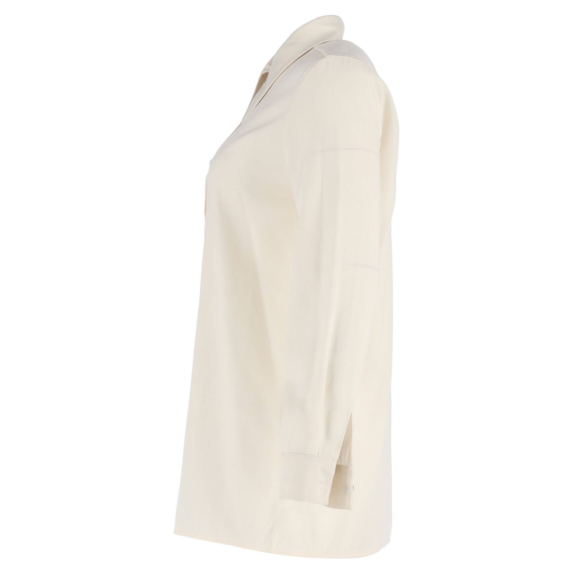Jil Sander Preloved Button-Down Long Sleeve Shirt in Cream Cotton