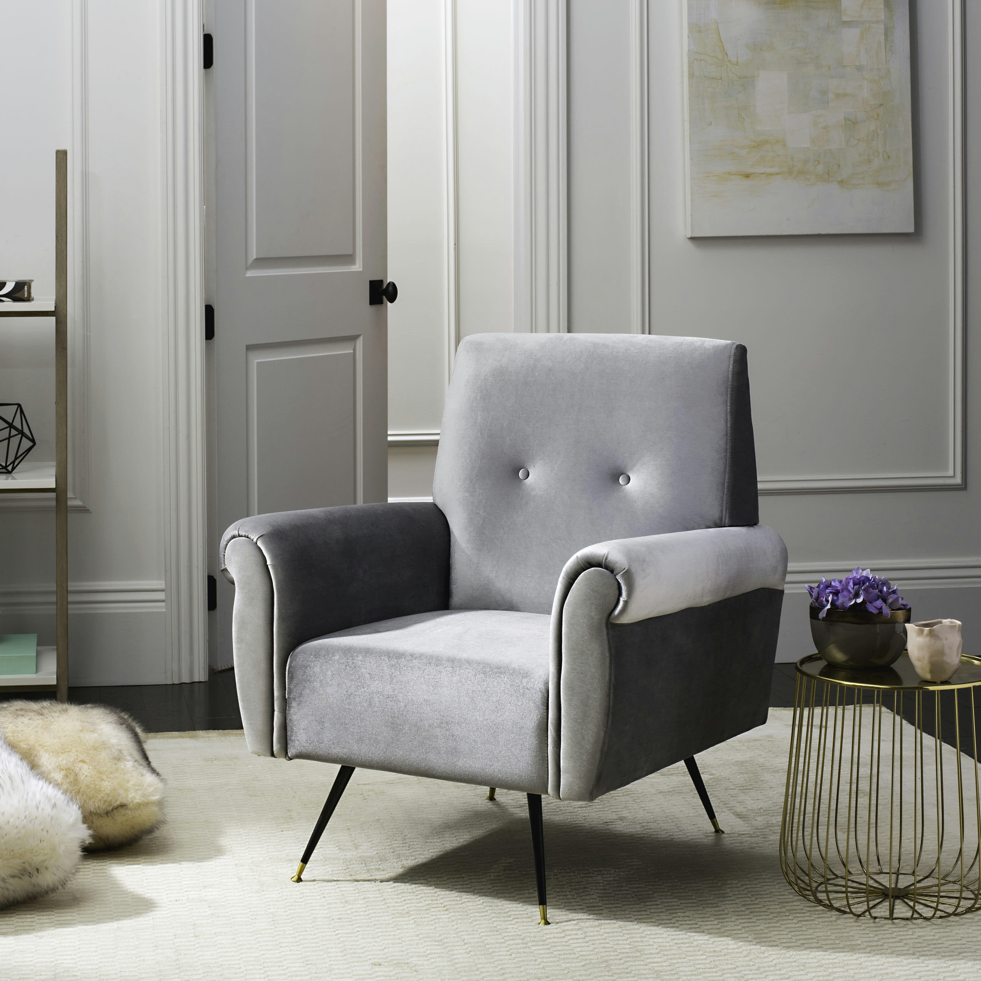 BETSEY - Chaise d'appoint Bois d'eucalyptus en gris, 75 X 80 X 95 cm