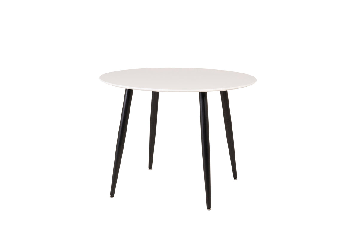 BRAM Eetkamertafel Namu - ø100 cm - Wit met zwarte poten