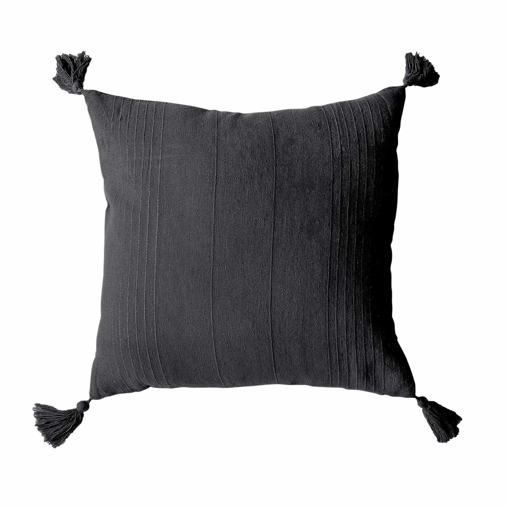 - Coussin déhoussable en coton recyclé gris anthracite 