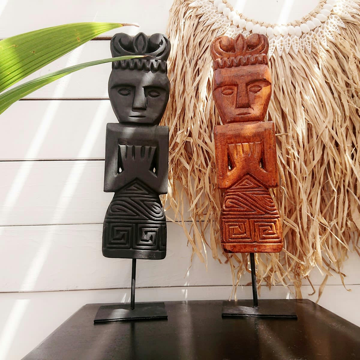 SUMBA - Statue décorative en bois sculpté, marron H42 cm