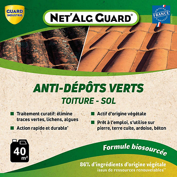 Net Alg Guard Action Visible dès 48 heures Traces Vertes Lichen Ingrédients Origine Végétale Français 40 m2