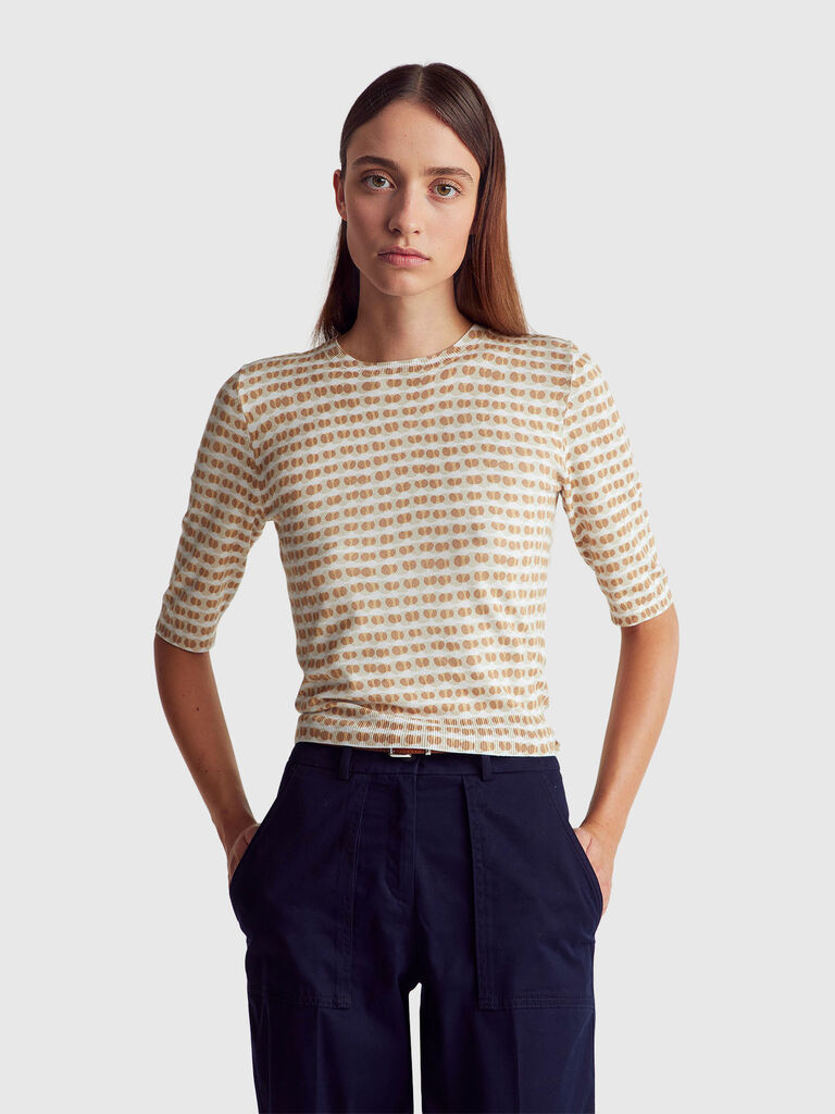 Short sleeve sweater in viscose blend