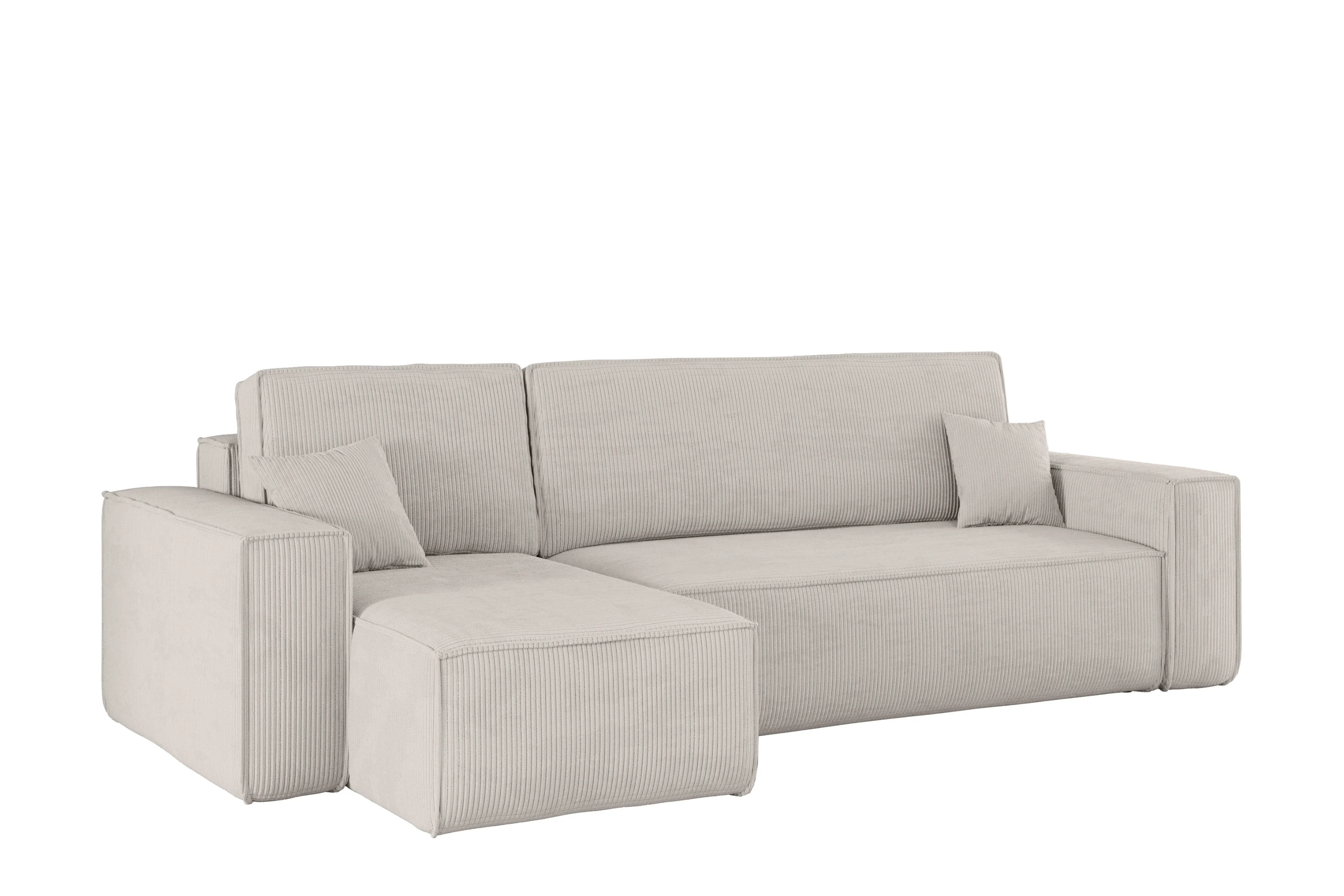 Sofa w kształcie L BEST narożnik, tkanina Poso, Beżowy Lewostronny