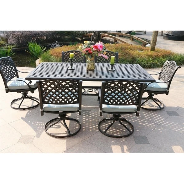 South Ponto 7-piece Aluminum Dining Set with Cushioned Swivel Chairs by Havenside Home