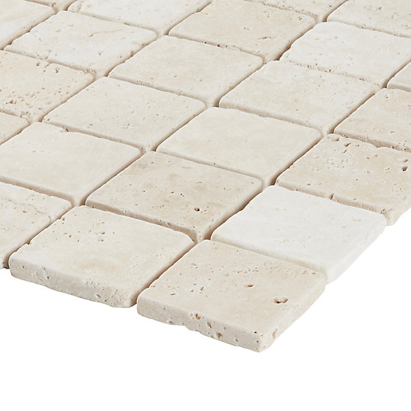 Mosaïque beige 30,5x30,5cm Travertino pierre naturelle