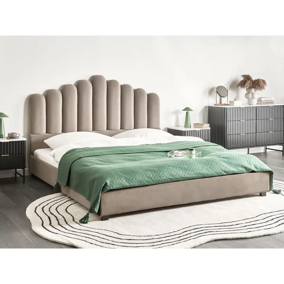 VINCENNES - Bed - Taupe - 180 x 200 cm - Fluweel