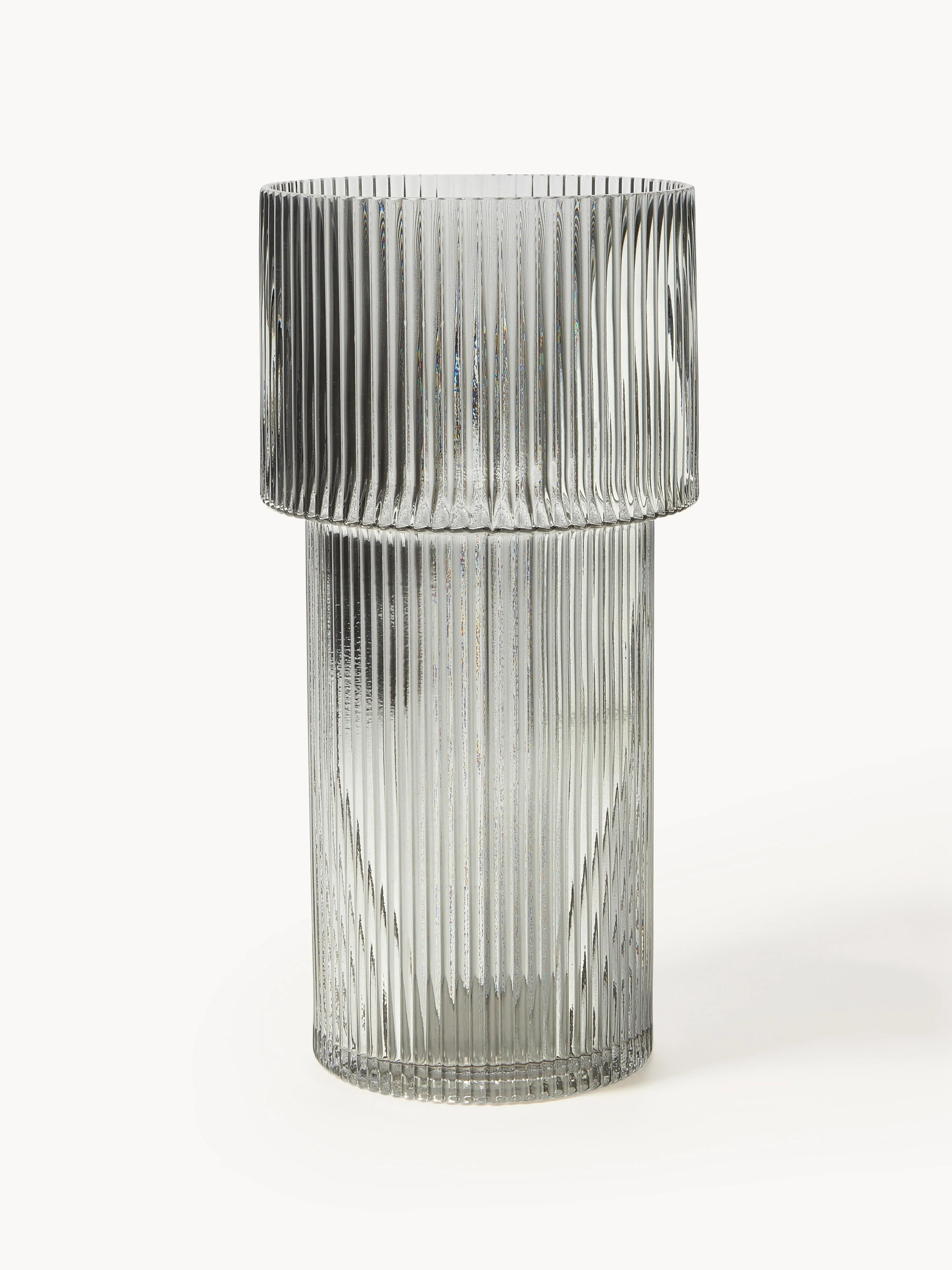 Glas-Vase Lija mit geriffelter Oberfläche, H 30 cm