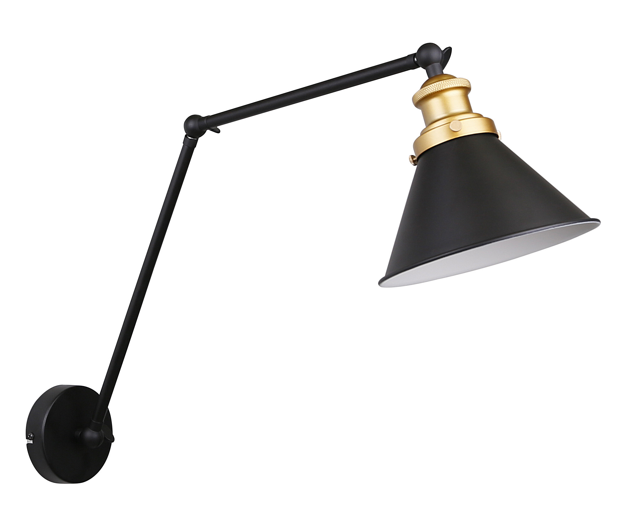 Lampa kinkiet FUNDO czarny złoty 1x40w e27 klosz czarny