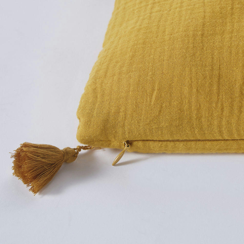 - Housse de matelas de sol en gaze de coton bio ocre 60x120