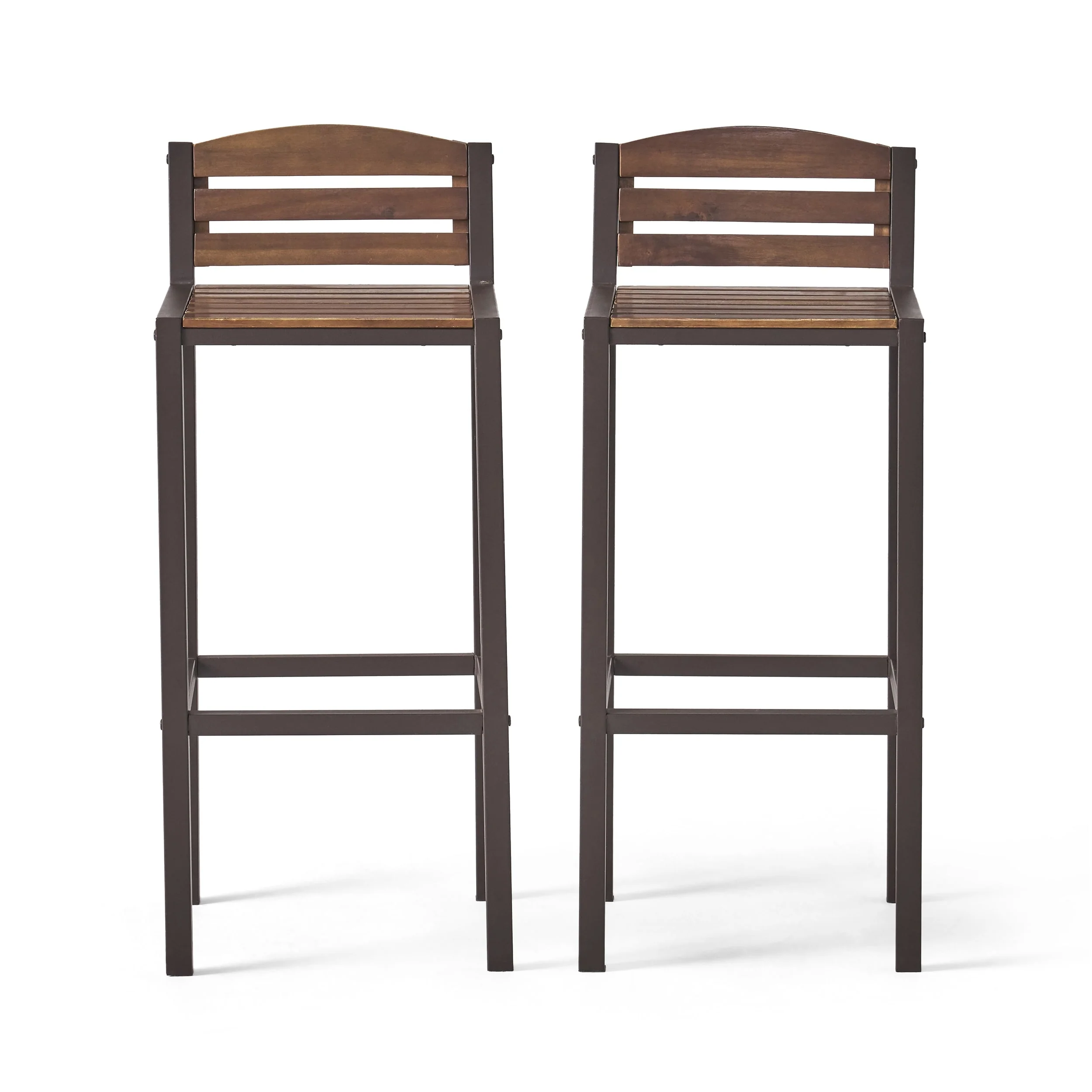 Milos Outdoor Acacia Wood Barstool (Set of 2) by Christopher Knight Home - 17.50 D x 15.75 W x 37.75 H