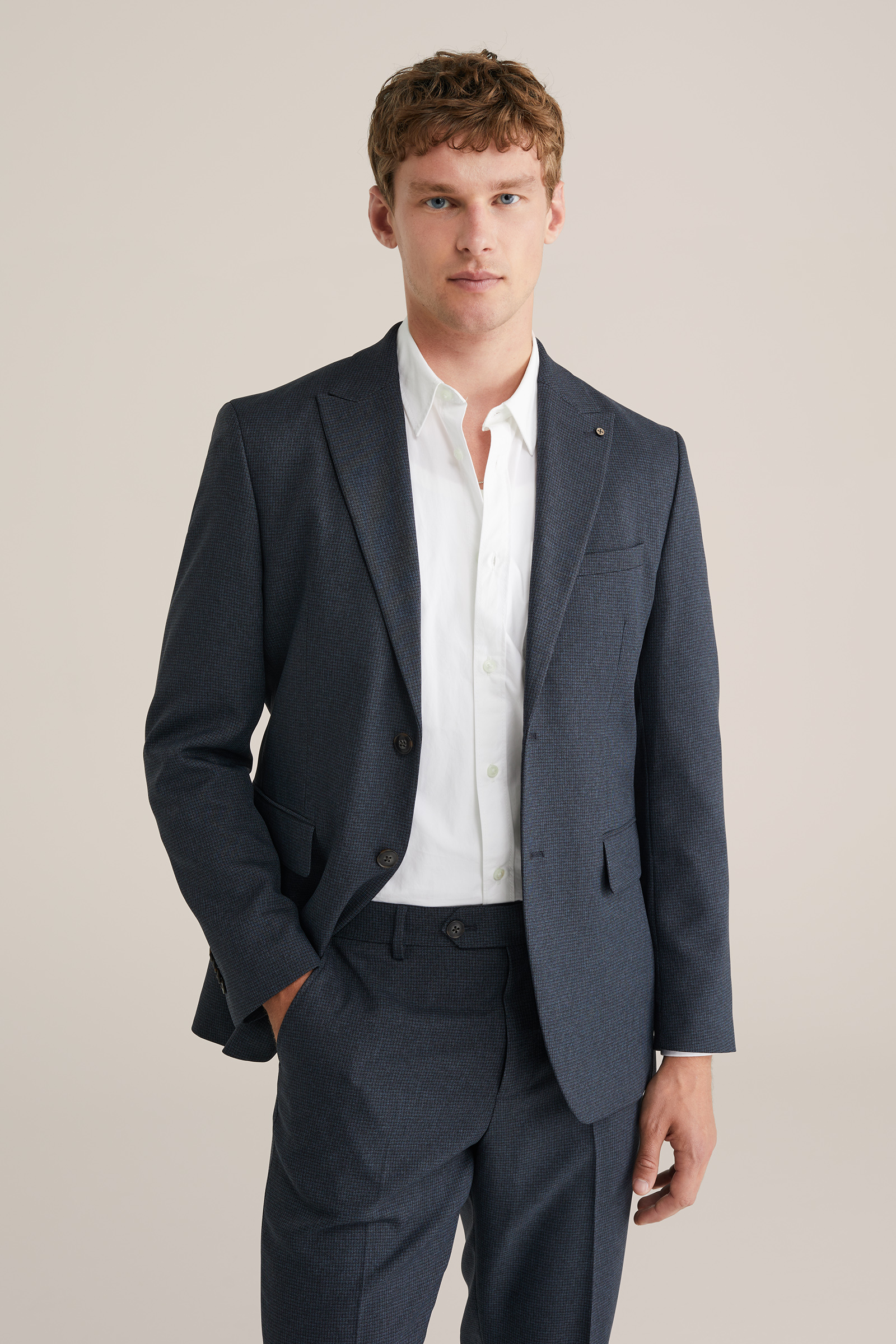 Heren slim fit blazer met structuur