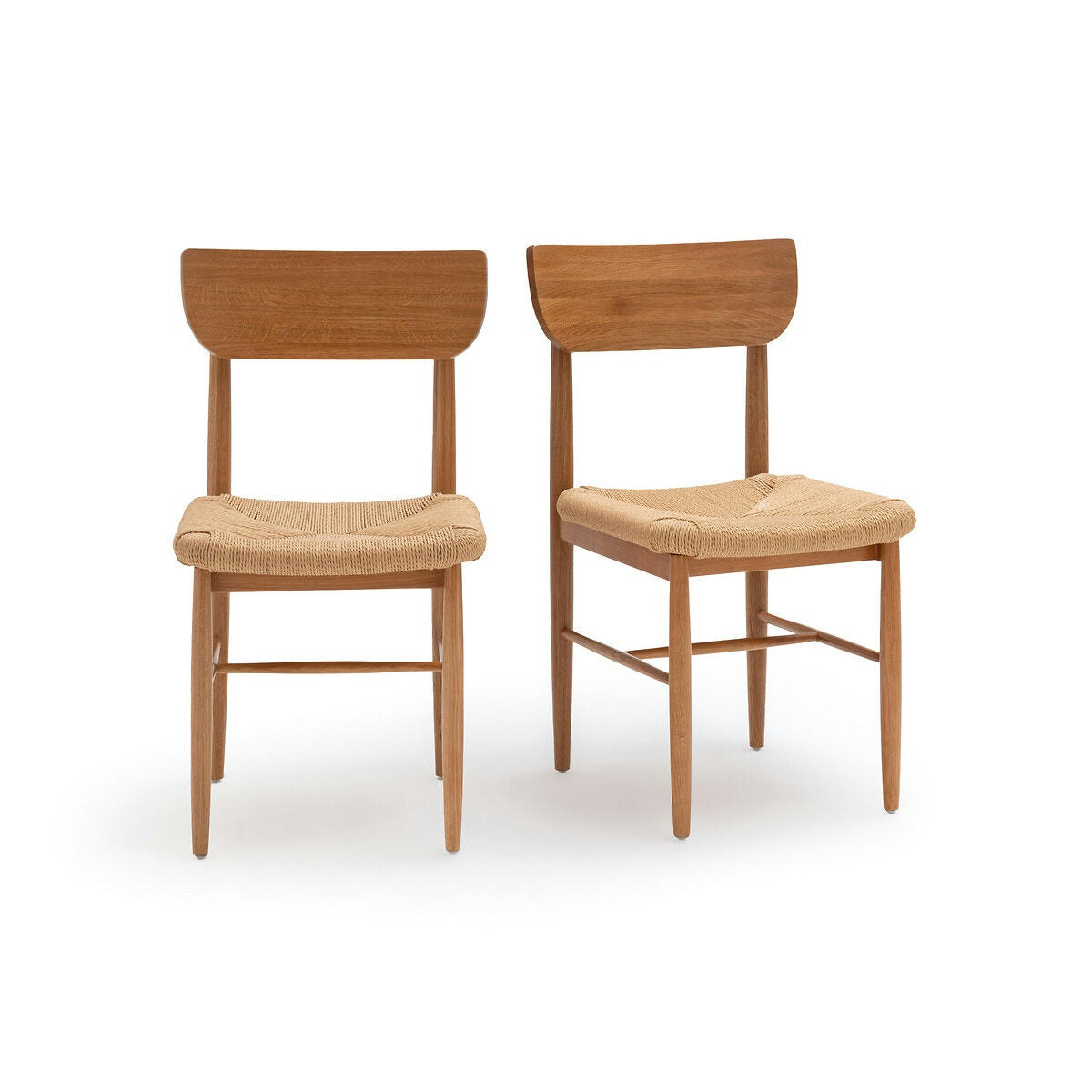 Lot de 2 chaises chêne massif et tressage, Andre