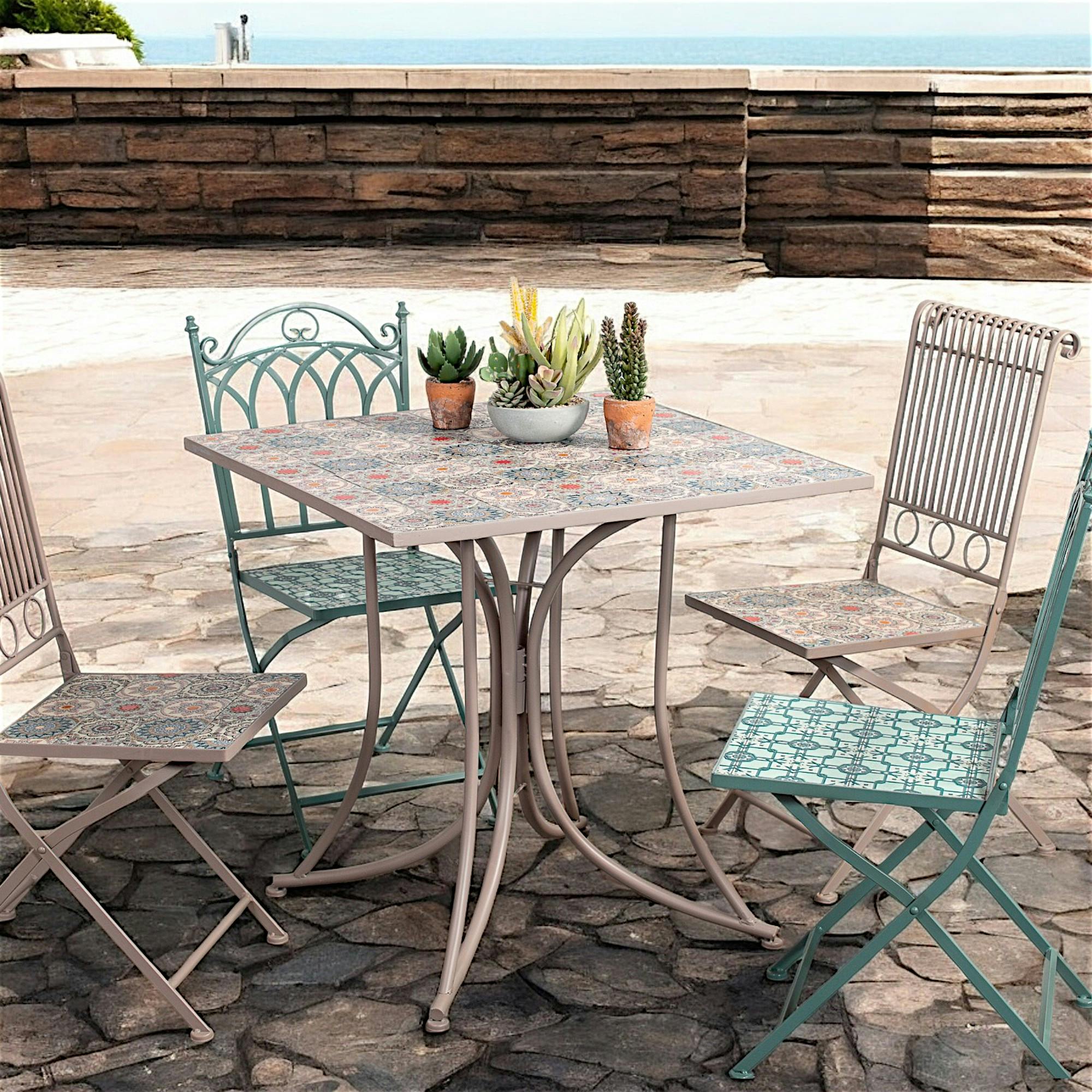Table de jardin motif rosace 78 cm GRENADE