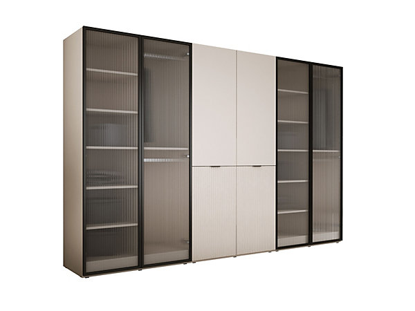 Armoire : Verre Rainuré / Beige Sable, 300 x 200 x 51 cm