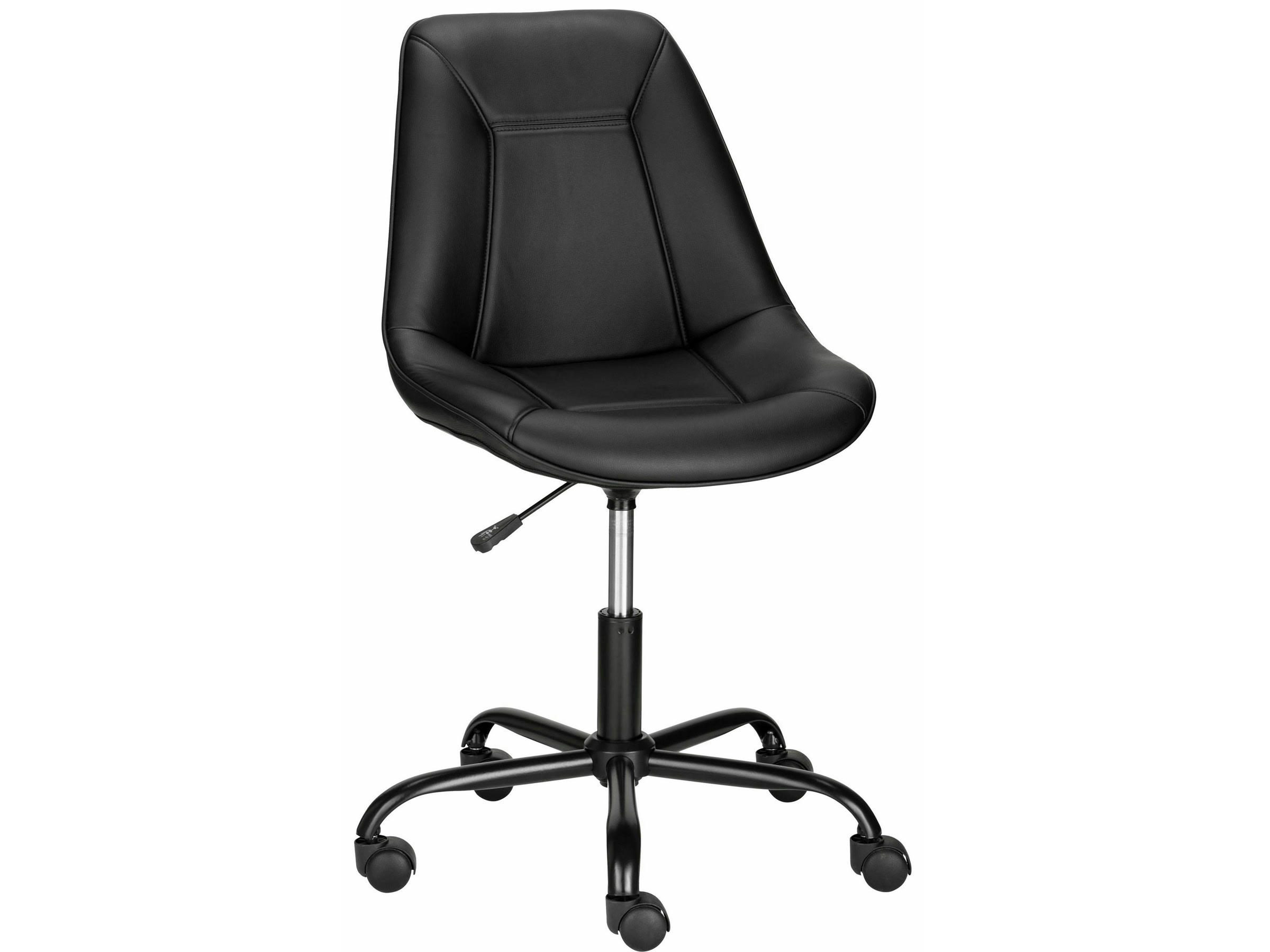 KENNY - Chaise de bureau rembourrée en PU noir