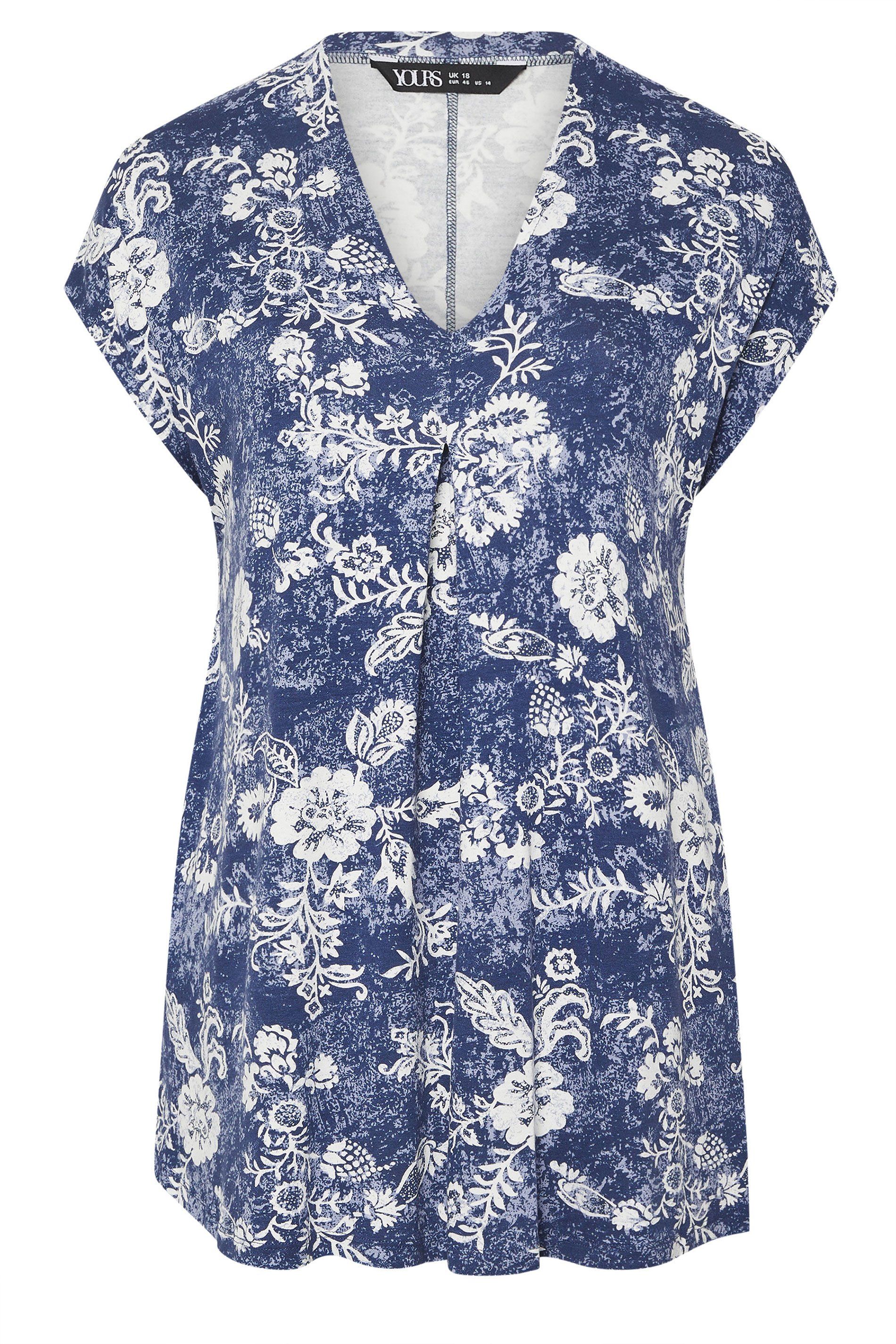 Yours Floral Pleat Front Top