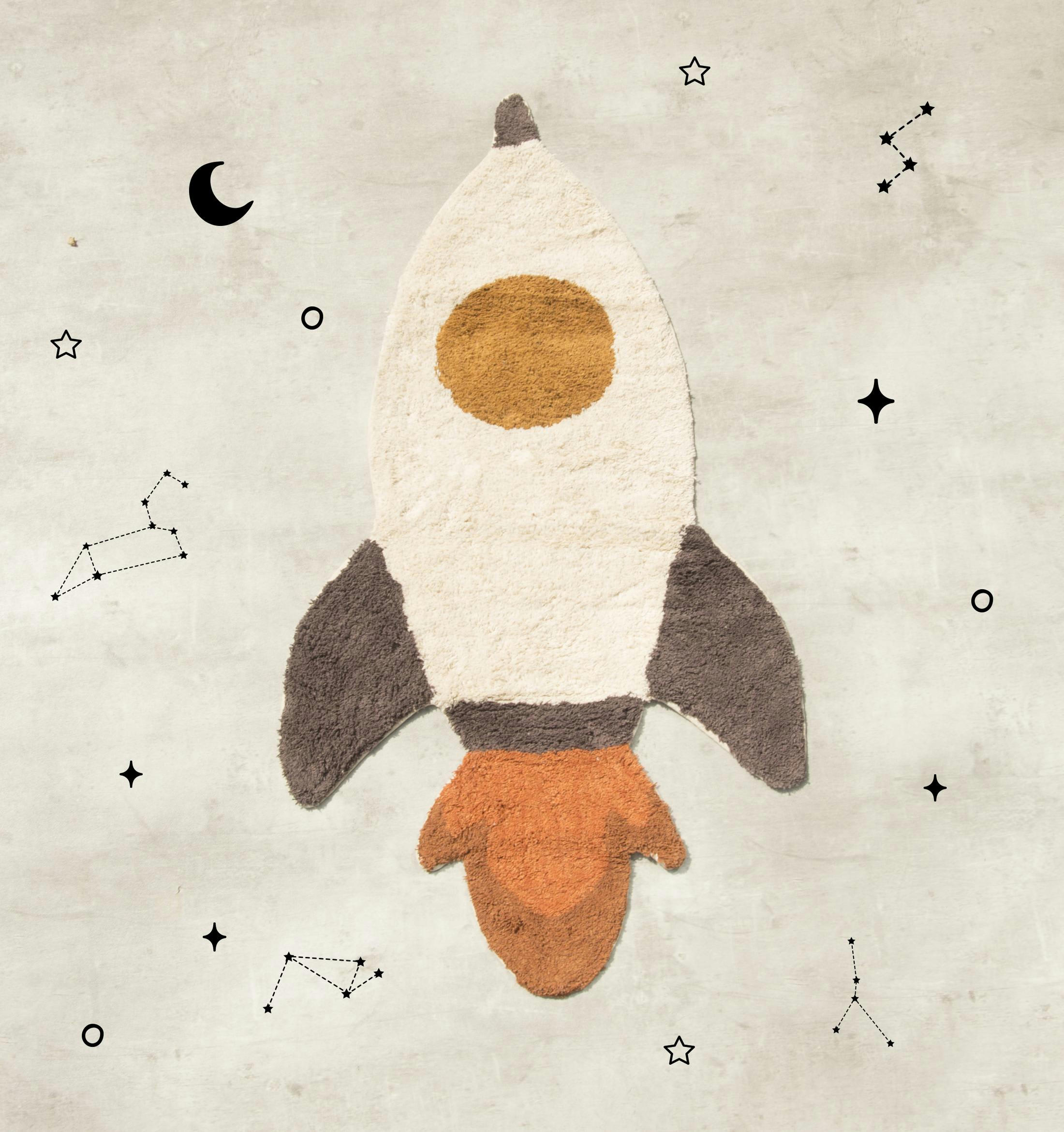 ROCKET RUG S - Tapis enfant coton forme de fusée S