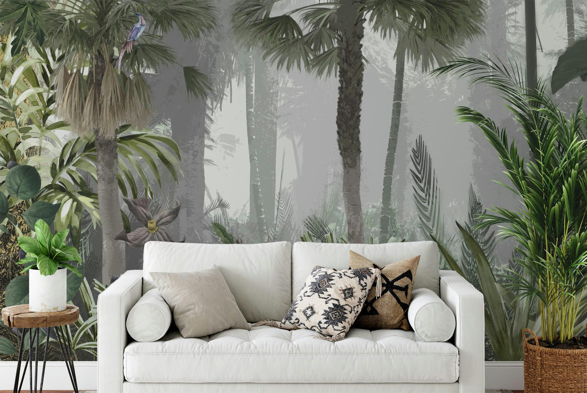 - Papier peint panoramique jungle noyée dans la brume 425x260cm