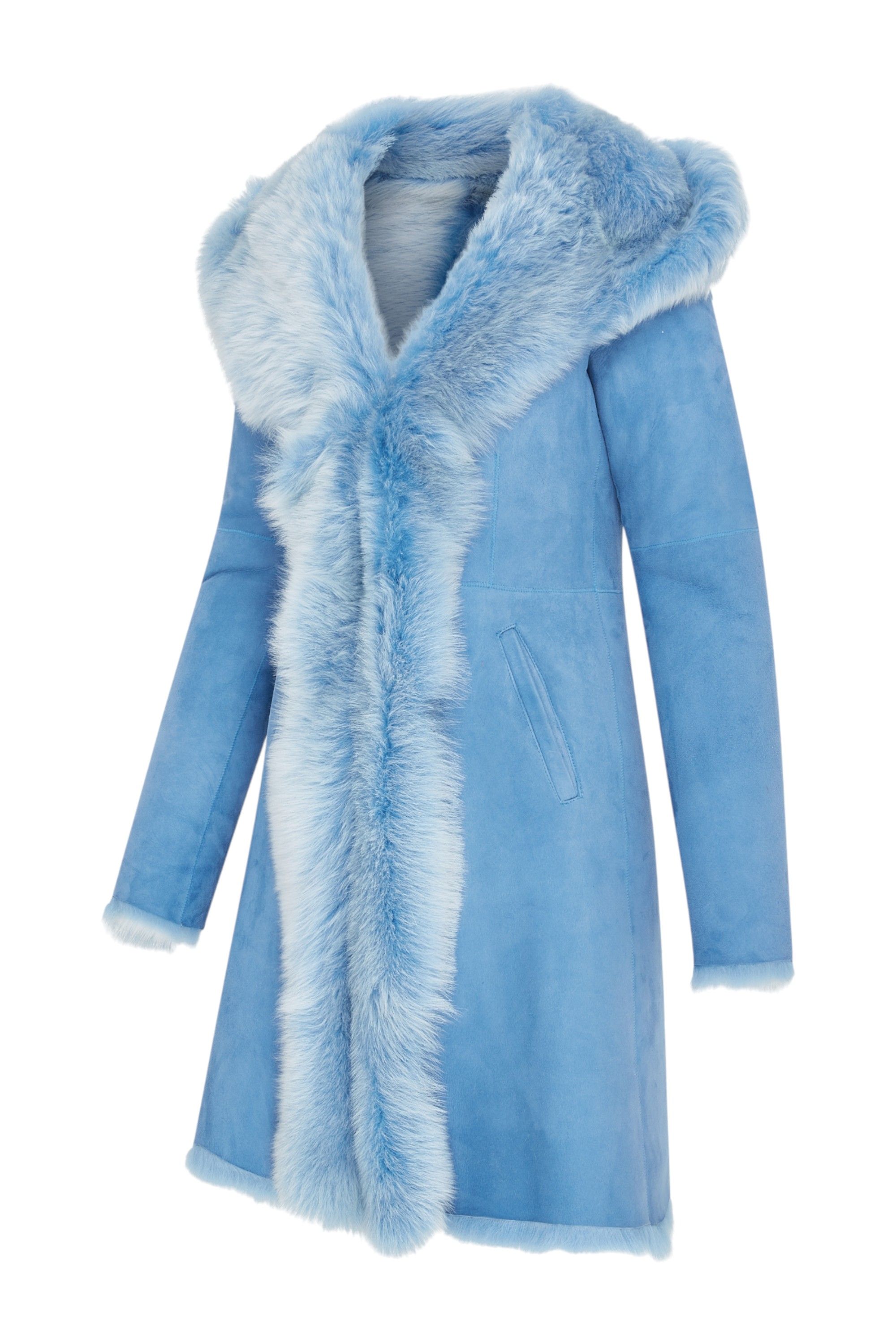 Infinity Leather Toscana Sheepskin Suede Leather Hooded Trench Coat - Aura