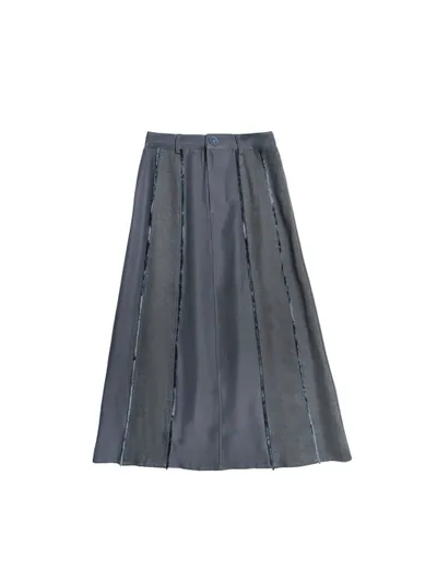 Patchwork Fringe-detail Skirt - 25WDK251D