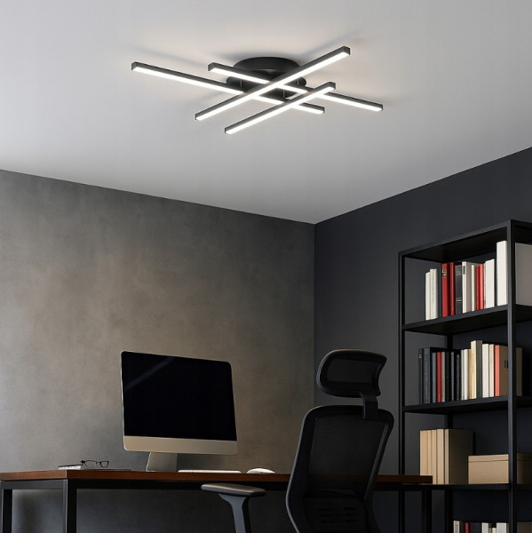 Grando LED 34W lampa sufitowa 4-pkt czarna 70 cm