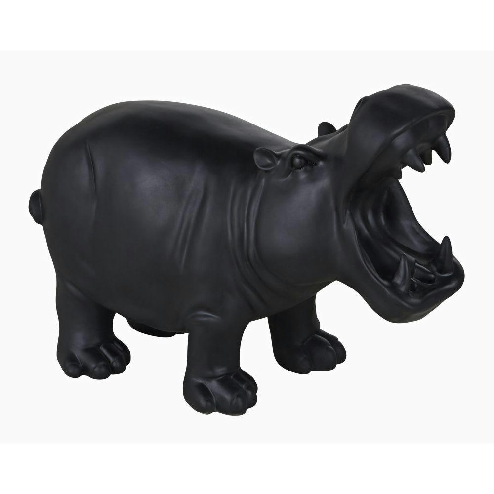 Río claro - Statuette hippopotame en ciment noir H44