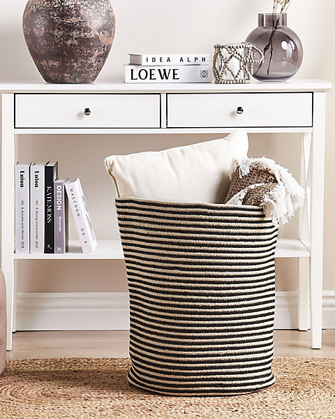 Panier en coton beige et noir 41 cm YERKOY