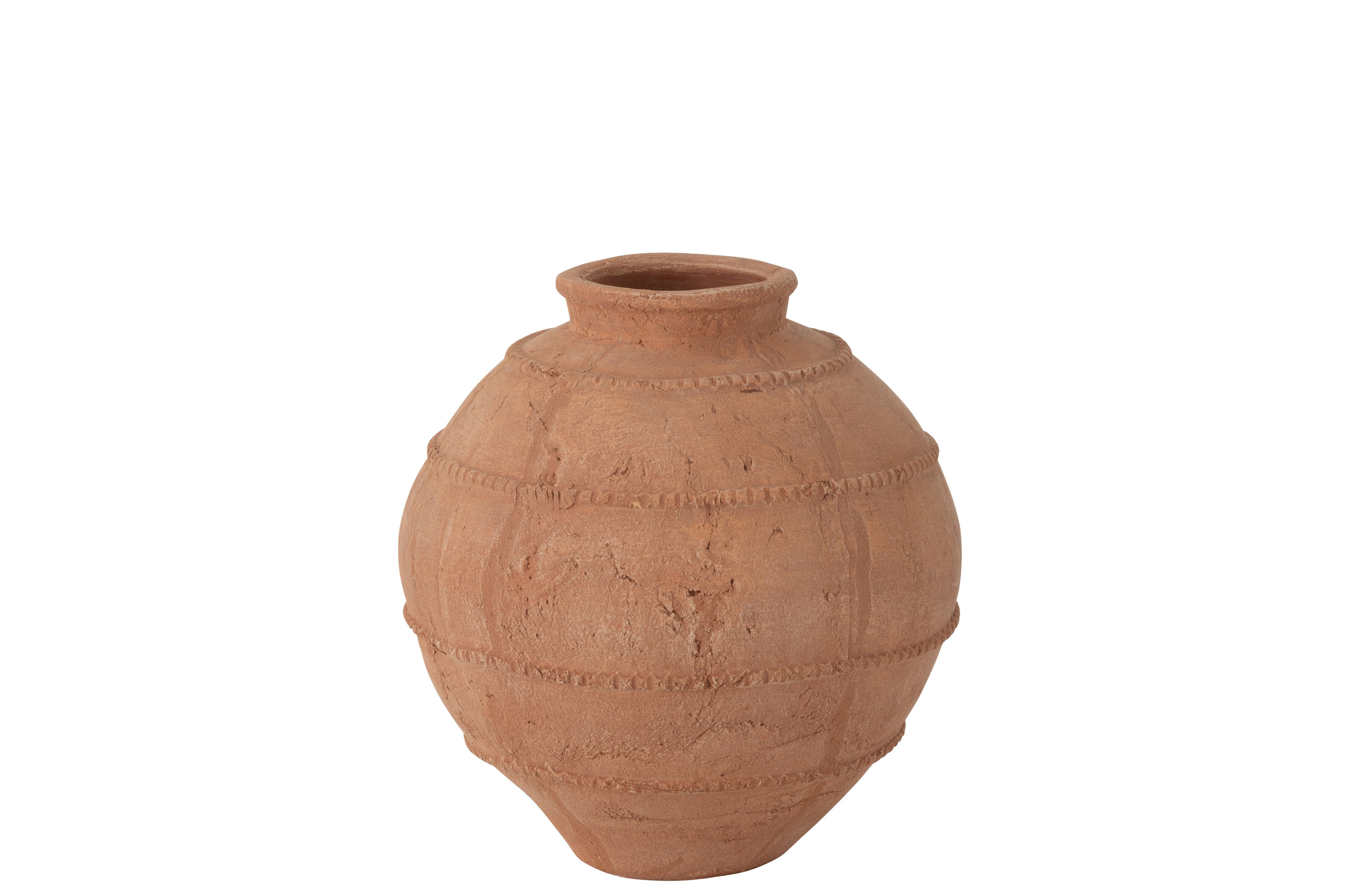 J-Line vaas Kaia Rond Terracotta - keramiek - bruin - Ø 26.5 cm