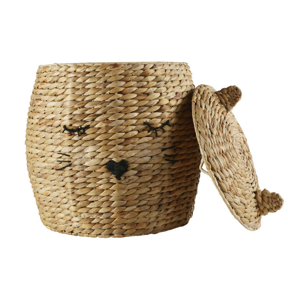 LILA - Panier chat en fibre végétale tressée et laine