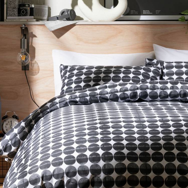 Habitat Industrial Spot Black & White Bedding Set - Single