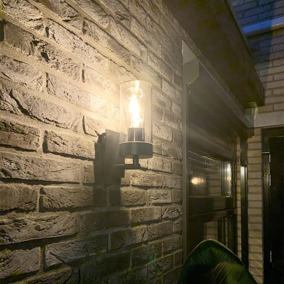 Qazqa wandlamp met glas rullo zwart e27