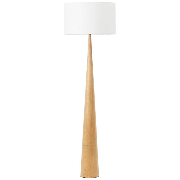Lampadaire Kirou blanc pied bois IP20 E27 H.150cm Brilliant